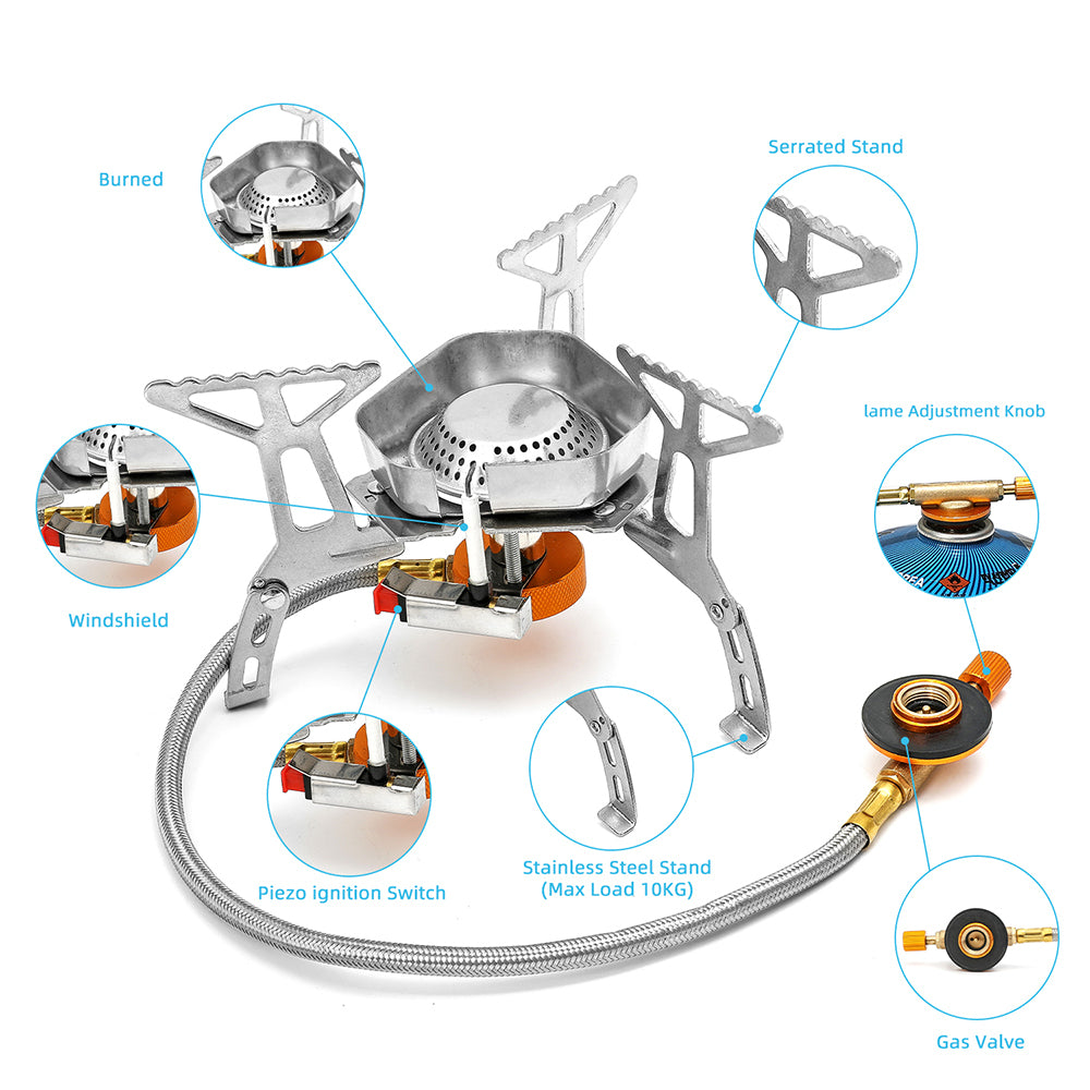 JYMCW Camping Gas Stove Windproof Outdoor Gas Burner Portable