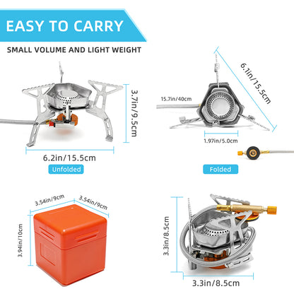 JYMCW Camping Gas Stove Windproof Outdoor Gas Burner Portable