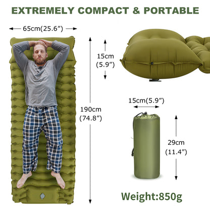 Hiking Backpacking with Built-in Pillow & Pump Air Mat