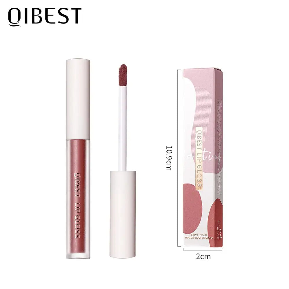 QIBEST Matte Waterproof Lip Gloss - Velvety Lip Perfection