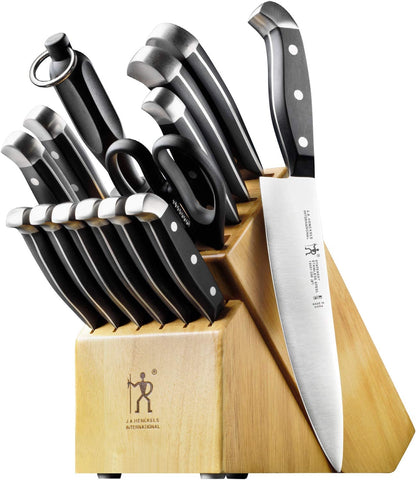 White Handle Knife Set with Block